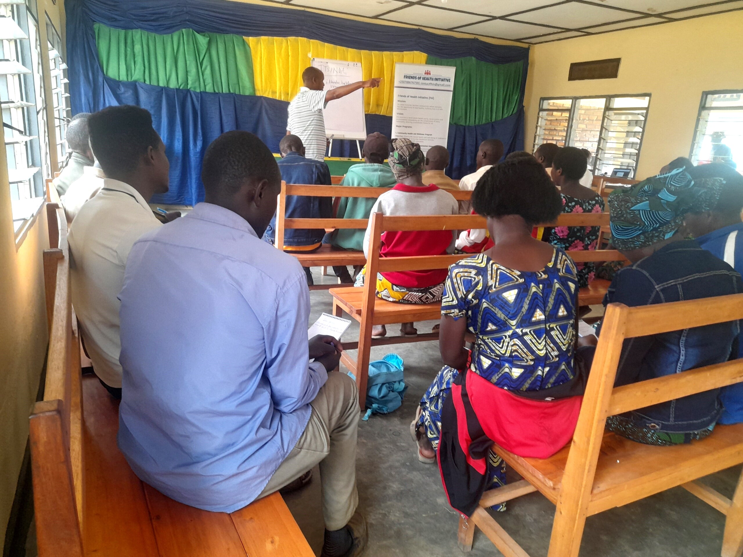 Community members attend a Friends of Health training and information session